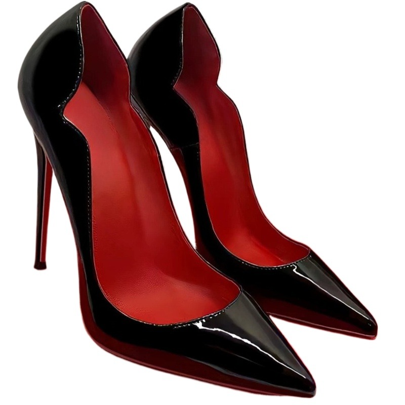 Patent Leather Pump - Spring shallow mouth patent leather black