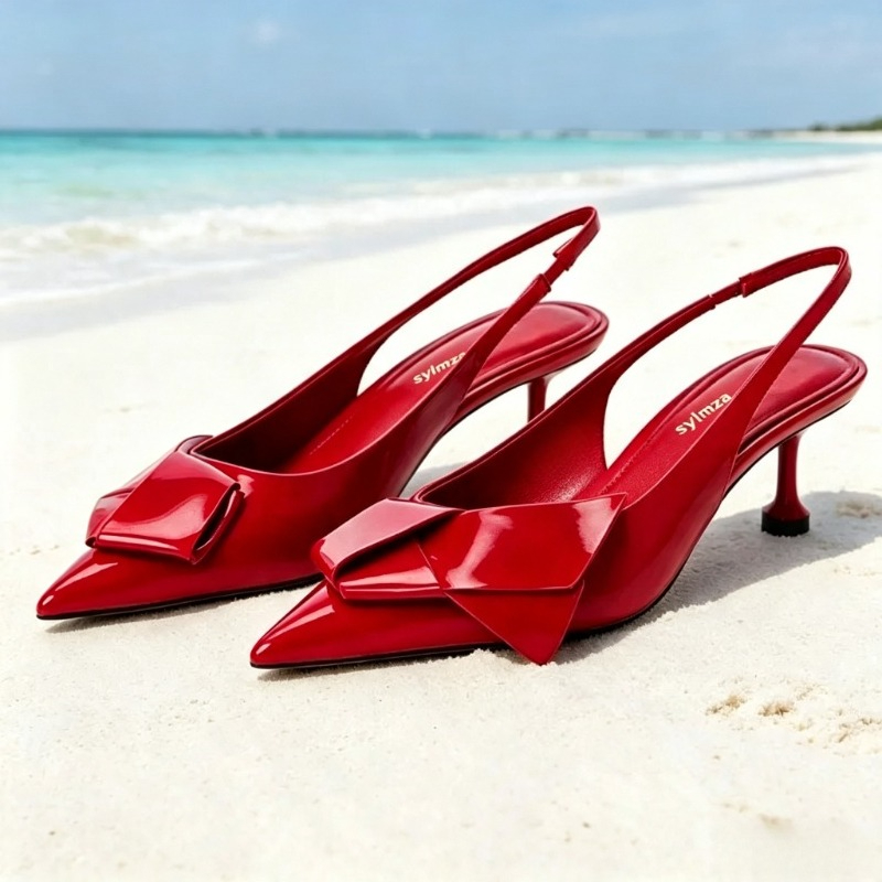 Patent Leather Pump - Red Patent Leather Slingback Heels Women