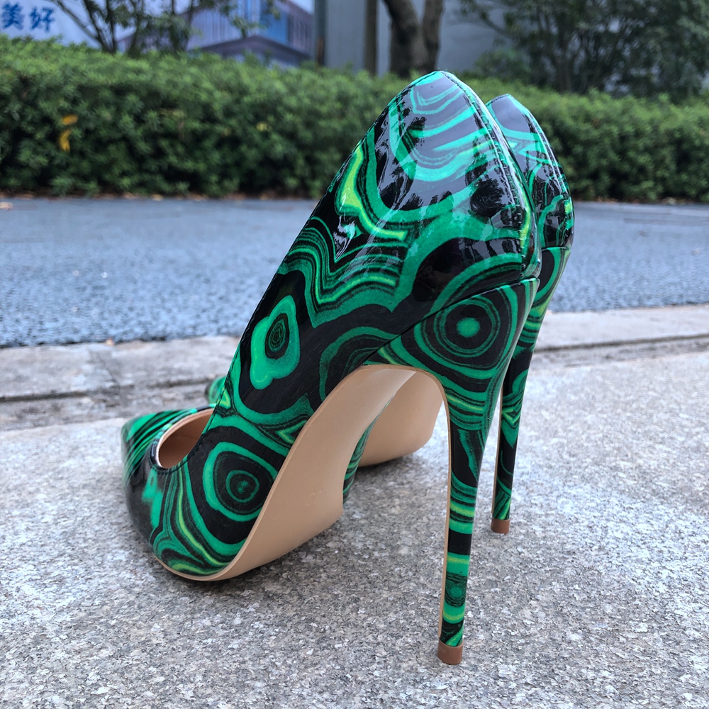 Tikicup Women Green Floral Pri - Patent Leather Pump review and price